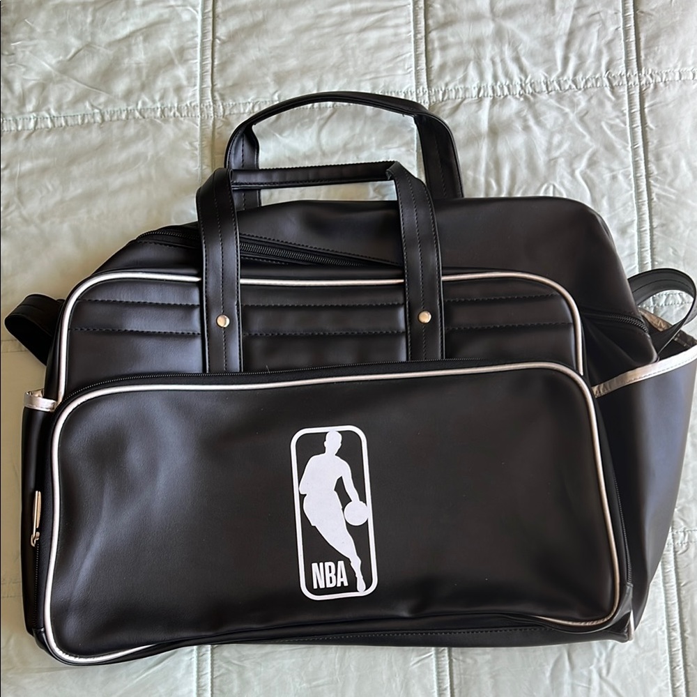 NBA Black Duffel Bag with Vintage Style and Sturdy Handles
